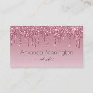 Roze Rose Gold Faux Glitter met Logo Visitekaartje