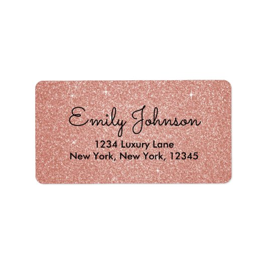 Roze Rose Gold Faux Glitter Sparkle Address Label (Voorkant)