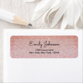 Roze Rose Gold Faux Glitter Sparkle Address Label (Insitu)