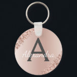 Roze Rose Gold Faux Roestvrij staal Monogram Sleutelhanger<br><div class="desc">Roze Rose Gold Faux Roestvrij staal Metallic and Sparkle Glitter Elegant Sleutelhanger. Deze Sleutelhangers kunnen worden aangepast om uw initiaal en voornaam te omvatten. Deze sleutelketens maken geweldige verjaardag,  vrijgezellenfeest of bacheloretfeesten.</div>