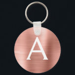 Roze Rose Gold Faux Roestvrij staal Monogram Sleutelhanger<br><div class="desc">Roze roze roze roestvrijstalen metalen metalen elegante Sleutelhanger. Deze Sleutelhangers kunnen worden aangepast om uw initiaal en voornaam te omvatten. Deze sleutelketens maken geweldige verjaardag,  vrijgezellenfeest of bacheloretfeesten.</div>