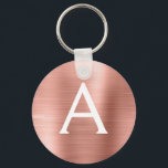 Roze Rose Gold Faux Roestvrij staal Monogram Sleutelhanger<br><div class="desc">Roze roze roze roestvrijstalen metalen metalen elegante Sleutelhanger. Deze Sleutelhangers kunnen worden aangepast om uw initiaal en voornaam te omvatten. Deze sleutelketens maken geweldige verjaardag,  vrijgezellenfeest of bacheloretfeesten.</div>