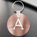 Roze Rose Gold Faux Roestvrij staal Monogram Sleutelhanger<br><div class="desc">Roze roze roze roestvrijstalen metalen metalen elegante Sleutelhanger. Deze Sleutelhangers kunnen worden aangepast om uw initiaal en voornaam te omvatten. Deze sleutelketens maken geweldige verjaardag,  vrijgezellenfeest of bacheloretfeesten.</div>