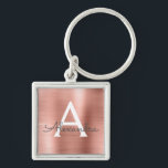 Roze Rose Gold Faux Roestvrij staal Monogram Sleutelhanger<br><div class="desc">Roze roze roze roestvrijstalen metalen metalen elegante Sleutelhanger. Deze Sleutelhangers kunnen worden aangepast om uw initiaal en voornaam te omvatten. Deze sleutelketens maken geweldige verjaardag,  vrijgezellenfeest of bacheloretfeesten.</div>