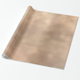 Roze Rose Gold Faux Sepia Linen Mesh Metallic Cadeaupapier