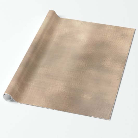 Roze Rose Gold Faux Sepia Linen Mesh Metallic Cadeaupapier (Uitgerold)