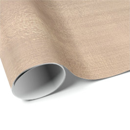 Roze Rose Gold Faux Sepia Linen Mesh Metallic Cadeaupapier