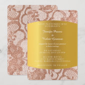 Roze Rose Gold Faux Wedding Royal Uitnodiging (Voorkant / Achterkant)