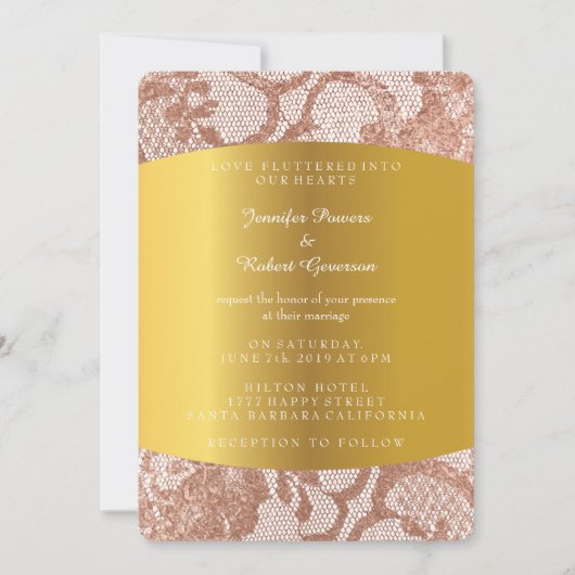 Roze Rose Gold Faux Wedding Royal Uitnodiging (Voorkant)