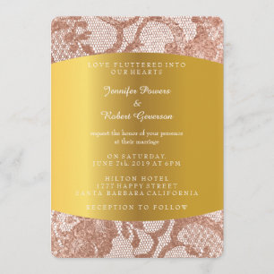 Roze Rose Gold Faux Wedding Royal Uitnodiging