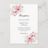 Roze Rose Gold Floral Elegant Wedding Reception Informatiekaartje (Voorkant)