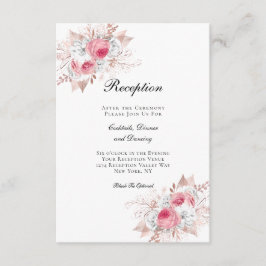 Roze Rose Gold Floral Elegant Wedding Reception Informatiekaartje