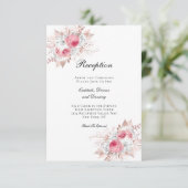 Roze Rose Gold Floral Elegant Wedding Reception Informatiekaartje (Staand voorkant)