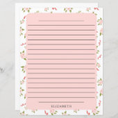 Roze Rose Gold Floral Stationery Paper (Voorkant / Achterkant)