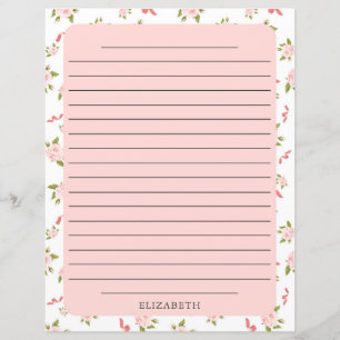 Roze Rose Gold Floral Stationery Paper
