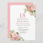 Roze Rose Gold Flowers 18th Birthday Party Invite Kaart<br><div class="desc">Roze Rose Gold Flowers 18th Birthday Party Invite Zie passend collectie in voorraad</div>