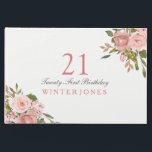 Roze Rose Gold Flowers 21st Birthday Party Gastenboek<br><div class="desc">Roze Rose Gold Flowers 21e Birthday Party Guest Book For matching set see Niche and Nest Store</div>