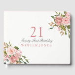 Roze Rose Gold Flowers 21st Birthday Party Gastenboek<br><div class="desc">Roze Rose Gold Flowers 21e Birthday Party Guest Book For matching set see Niche and Nest Store</div>
