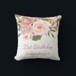 Roze Rose Gold Flowers 21st Birthday Party Gift Kussen<br><div class="desc">Roze Rose Gold Flowers 21st Birthday Party Gift Pillow Cushion Bekijk passend collectie in niche en nestwinkel</div>