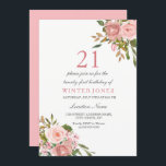 Roze Rose Gold Flowers 21st Birthday Party Invite Kaart<br><div class="desc">Roze Rose Gold Flowers 21st Birthday Party Invite Zie passend collectie in voorraad</div>