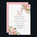 Roze Rose Gold Flowers 30th Birthday Party Invite Kaart<br><div class="desc">Roze Rose Gold Flowers 30th Birthday Party Invite Zie passend collectie in voorraad</div>