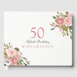 Roze Rose Gold Flowers 50th Birthday Party Gastenboek<br><div class="desc">Roze Rose Gold Flowers 50e Birthday Party Guest Book For matching set see Niche and Nest Store</div>