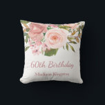 Roze Rose Gold Flowers 60th Birthday Party Gift Kussen<br><div class="desc">Roze Rose Gold Flowers 60th Birthday Party Gift Pillow Cushion Bekijk passend collectie in niche en nestwinkel</div>
