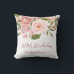 Roze Rose Gold Flowers 60th Birthday Party Gift Kussen<br><div class="desc">Roze Rose Gold Flowers 60th Birthday Party Gift Pillow Cushion Bekijk passend collectie in niche en nestwinkel</div>