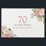 Roze Rose Gold Flowers 70th Birthday Party Gastenboek<br><div class="desc">Roze Rose Gold Flowers 70th Birthday Party Guest Book For matching set see Niche and Nest Store</div>