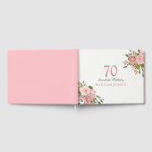 Roze Rose Gold Flowers 70th Birthday Party Gastenboek (Volledig)