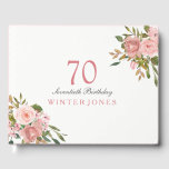 Roze Rose Gold Flowers 70th Birthday Party Gastenboek<br><div class="desc">Roze Rose Gold Flowers 70th Birthday Party Guest Book For matching set see Niche and Nest Store</div>