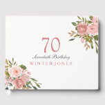 Roze Rose Gold Flowers 70th Birthday Party Gastenboek<br><div class="desc">Roze Rose Gold Flowers 70th Birthday Party Guest Book For matching set see Niche and Nest Store</div>