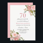 Roze Rose Gold Flowers 70th Birthday Party Invite Kaart<br><div class="desc">Roze Rose Gold Flowers 70th Birthday Party Invite Zie passend collectie in voorraad</div>