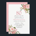 Roze Rose Gold Flowers 80th Birthday Party Invite Kaart<br><div class="desc">Roze Rose Gold Flowers 80th Birthday Party Invite Zie passend collectie in voorraad</div>