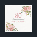 Roze Rose Gold Flowers 80th Birthday Party Napkins Servet<br><div class="desc">Roze Rose Gold Flowers 80th Birthday Party Napkins Zie bijbehorend collectie in niche en nestwinkel</div>