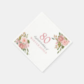 Roze Rose Gold Flowers 80th Birthday Party Napkins Servet (Hoek)