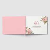 Roze Rose Gold Flowers 90th Birthday Party Gastenboek (Volledig)
