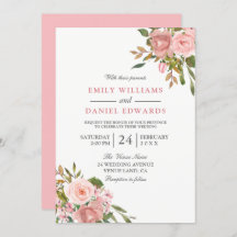 Roze Rose Gold Flowers Elegant Wedding Invite