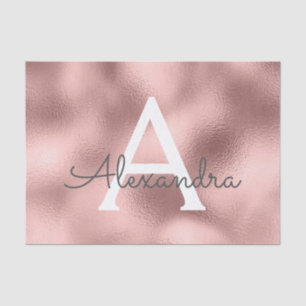 Roze Rose Gold Foil en Sparkle Monogram Tissuepapier