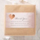 Roze Rose Gold Foil Heart Stroke Bedankt Etiket (Insitu)