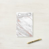 Roze Rose Gold Foil marble Note Pad | NAAM toevoeg (Op bureau)