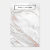 Roze Rose Gold Foil marble Note Pad | NAAM toevoeg (Voorkant)