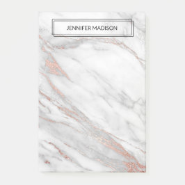 Roze Rose Gold Foil marble Note Pad | NAAM toevoeg