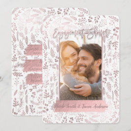 Roze Rose Gold Foil Modern Verloving Shower Foto Kaart