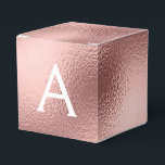Roze Rose Gold Foil & Sparkle Monogram Bedankdoosjes<br><div class="desc">Roze Rose Gold Faux Folie en Sparkle Elegant Gift Box. Deze geschenkdoos kan worden aangepast om uw initiaal en voornaam op te nemen en maakt een geweldige verjaardagsfeestje,  vrijgezellenfeest,  vrijgezellenfeest of baby shower geschenkdoos.</div>
