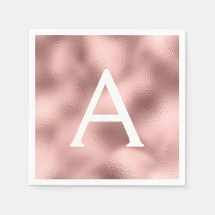 Roze Rose Gold Foil & Sparkle Monogram Birthday Servet