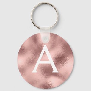 Roze Rose Gold Foil & Sparkle Monogram Sleutelhanger