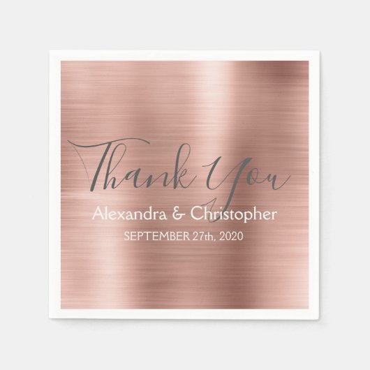 Roze Rose Gold Foil Weddenschap Hartelijk dank Servetten (Voorkant)
