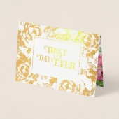 Roze Rose Gold Foil Wedding Invitting Folie Kaarten (Voorkant)
