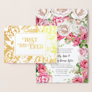 Roze Rose Gold Foil Wedding Invitting Folie Kaarten